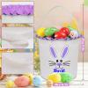 Touber Personalized Easter Basket Gifts, Easter Bunny Baskets for Kids Easter Hunt Basket Easter Basket Bags for Kids Personalized Easter Gifts Easter Baskets Empty Boys Girls - Pink view 3