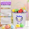 Touber Easter Baskets for Boys Girls, Personalized Easter Basket Custom Easter Baskets for Kids Easter Bunny Basket Egg Bags Easter Hunt Basket Personalized Easter Gifts for Kids - Pink view 3