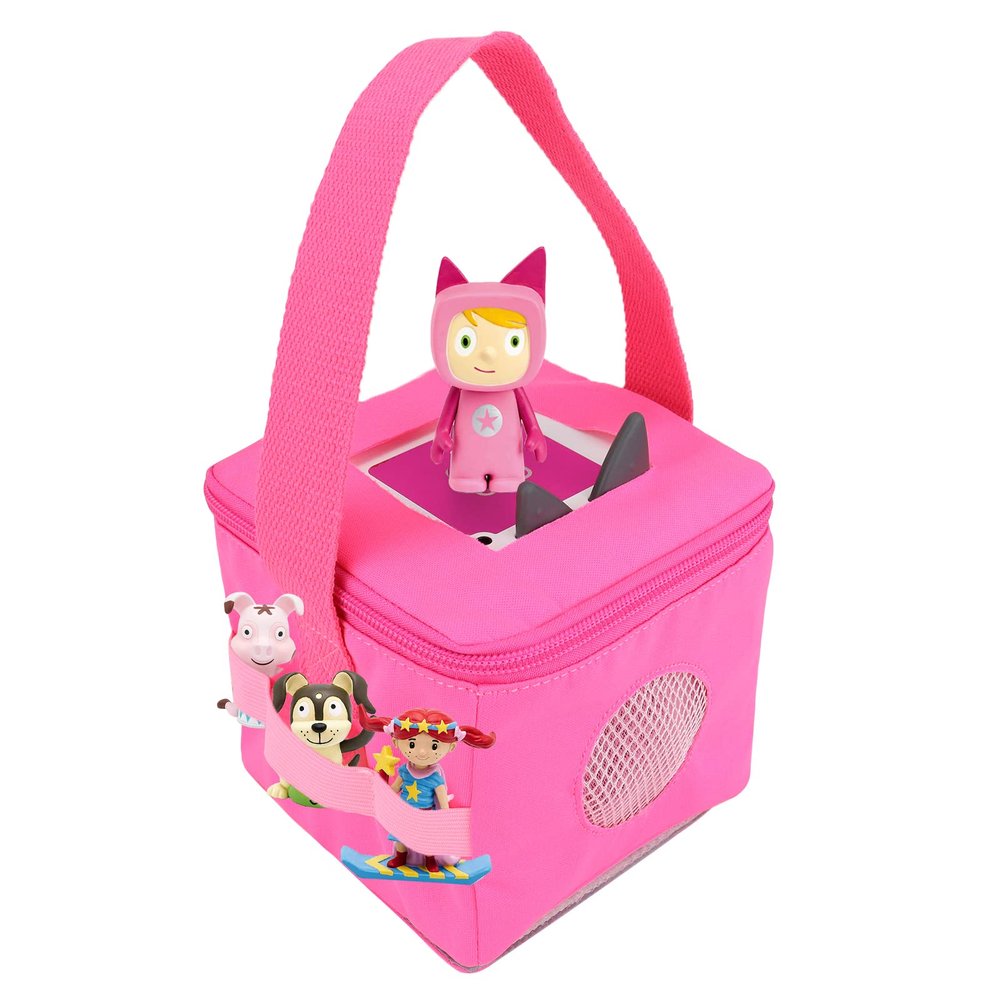 Annmore Carrying Case for Toniebox and Tonie Figures, Portable Bag for Tonie Characters Storage and Transport, Hot Pink