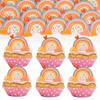 Gyufise 24Pcs Rainbow Cupcake Toppers with Glitter Heart Cloud Rainbow Cupcake Picks Baby Shower Cake Decorations for Raibow Theme Kids Birthday Party Supplies view 1
