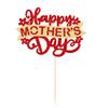 Gyufise 1Pc Happy Mother's Day Cake Topper Rose Gold Glitter Flower Love Heart Super Mom Mother's Day Cupcake Picks Best Mom Cake Decorations for Happy Mother's Day Theme Women Birthday Party Supplies view 3