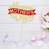 Gyufise 1Pc Happy Mother's Day Cake Topper Gold Glitter Flower Love Heart Super Mom Mother's Day Cupcake Picks Best Mom Cake Decorations for Happy Mother's Day Theme Women Birthday Party Supplies view 4