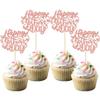 Gyufise 24Pcs Happy Mothers Day Cupcake Toppers Rose Gold Glitter Best Mom Cupcake Picks Mom's Theme Happy Mother's Day Women Birthday Party Cake Decorations Supplies view 1