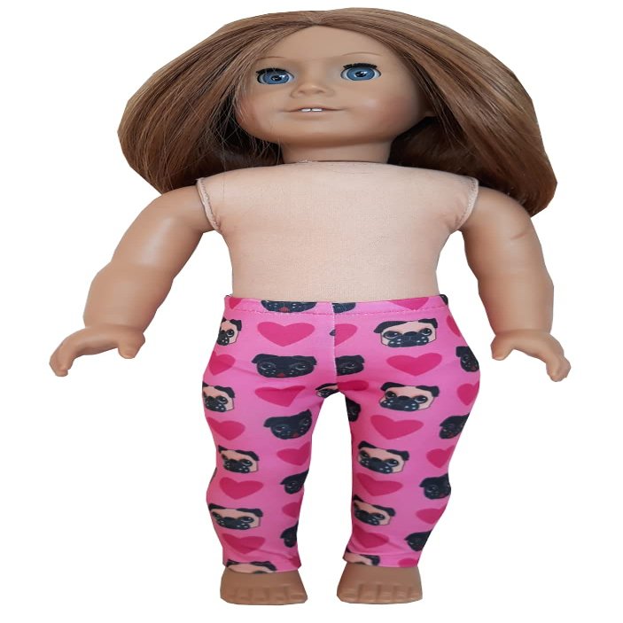 Pug Dogs & Hearts Leggings for 18 inch Dolls Doll Clothes by Doll Clothes Sew Beautiful
