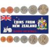 6 Coins from New Zealand | Coin Set Collection 1 Cent 2 5 10 20 50 Cents | 1967-1985 | Elizabeth II | A Tuatara | Kiwi | Fern Leaf | Kowhai | Endeavour view 1