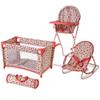 Floral Baby Doll Accessories Set, 3-1 Baby Doll Crib, Baby Doll High Chair & Bouncer Seat. 18 inch Doll Accessories with Doll Bed. 18" Dolls Furniture Play Stuff. Toys for Girls Ages 3-5,4-6,5-7,8-10 view 1