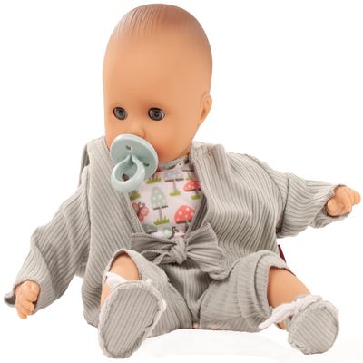 Gotz Muffin Lucky One 13" Bald Baby Doll with Blue Sleeping Eyes, Overalls and Jacket - Ages 18 Months and Up