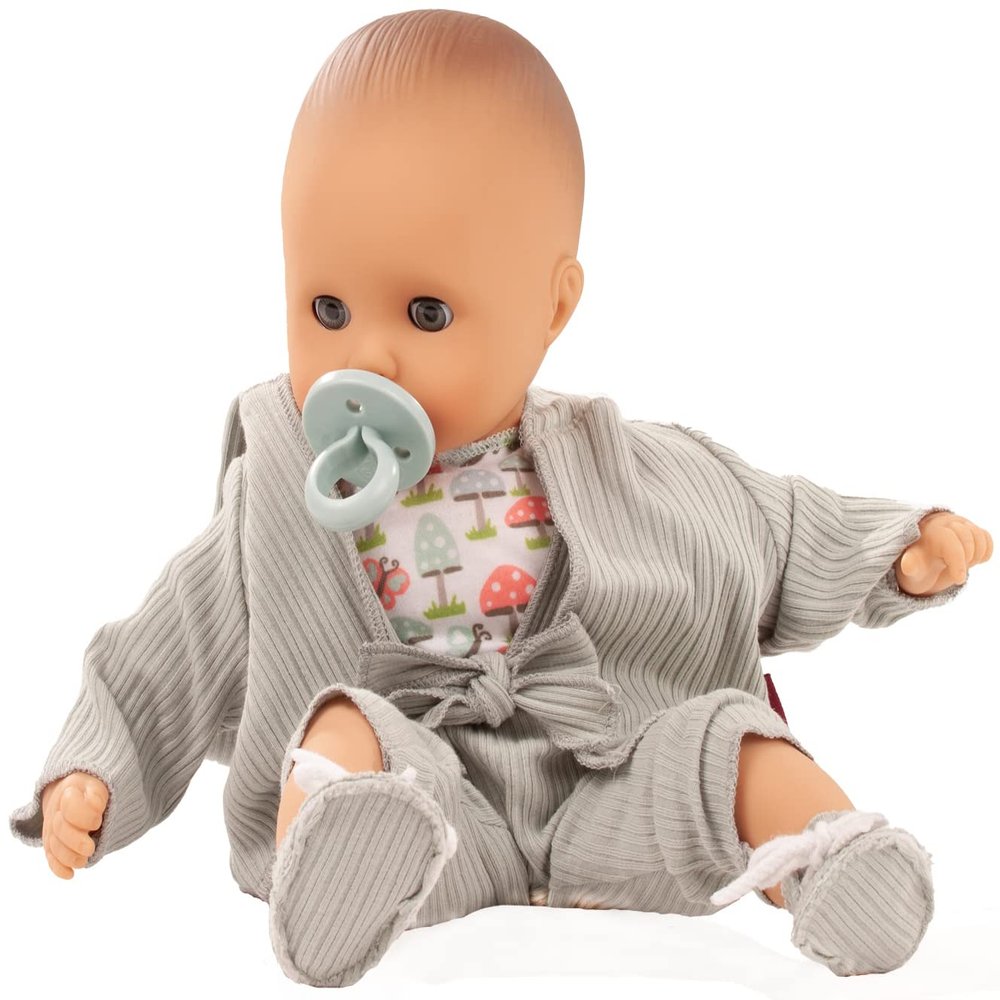 Gotz Muffin Lucky One 13" Bald Baby Doll with Blue Sleeping Eyes, Overalls and Jacket - Ages 18 Months and Up