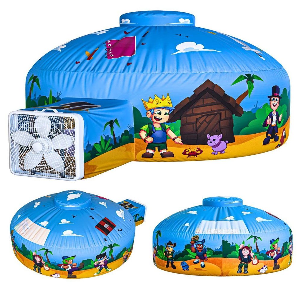 Skywin Air Tent for Kids (77 x 50) Builds in 30 Sec, Toddler Tents Indoor for Imaginative Play, Spacious Kids Forts Indoor Playhouse for Boys & Girls Ages 3-14 (Fan Not Incl) (Blox Fortress)