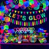 209 Pack Glow Party Supplies Pack - Themed Hanging Decorations, Birthday Party Decoration Tablecloth, Balloons, Sticks, Tassels, Glasses, Headband for Neon Party view 2