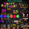 259 Pack Glow Party Supplies Glow Sticks Party Pack Glow Themed Party Hanging Decorations Birthday Party Decoration Tablecloth, Balloons, Sticks, Glasses and Headband for Kids Neon Party Decorations view 2
