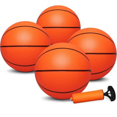 Dilabnba 8Inch Mini Basketball for Kids Adults,Size 3 Rubber Replacement Soft Bouncy Ball for Basketball Hoop, Toddler Baby Beach Pool Ball for Sport Party Game(Orange 4PCS)