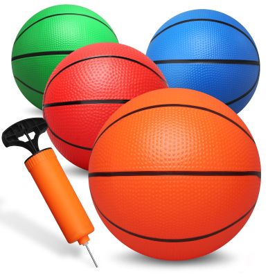 Dilabnba 8" Mini Rubber Replacement Basketballs for Mini Basketball Hoop, Toddler Soft Beach Pool Bouncy Ball Bath Toys Sports Party Game for Kids Toddlers (4PCS / Red Green Blue Orange)