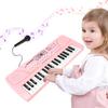 M SANMERSEN Kids Piano Keyboard with Microphone 37 Keys Portable Electronic Keyboards for Beginners Musical Toy for 3/4/5/6 Year Old Girls Boys, Pink view 1