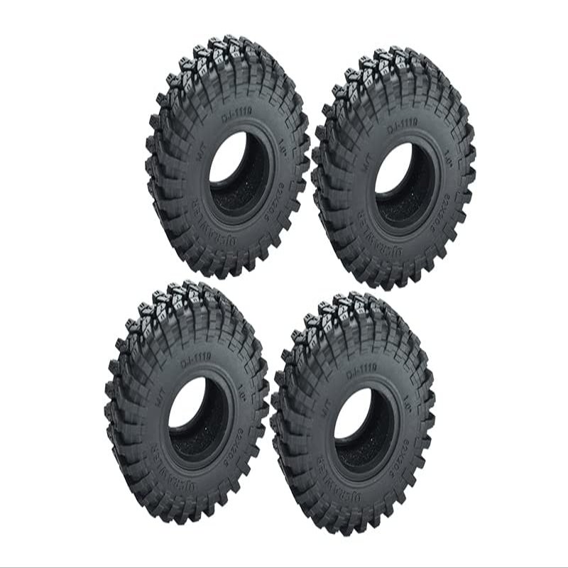 GPM Upgrades 1.0 Inch High Adhesive Crawler Rubber Tires 62mm X 20.5mm with Foam Inserts for 1/18 4WD TRX4M Ford Bronco97074-1/ TRX4M Land Rover Defender97054-1/ SCX24 Rc Cars (TRX4MZSP19A-BK)