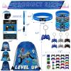 122Pcs Video Game Party Favors, Gamer Party Favors for Boys Includes 13 x 11 Inch Video Game Party Drawstring Bags Bracelets VIP Passes with Lanyards Keychains Tattoo Stickers for Gaming Party Favor view 4