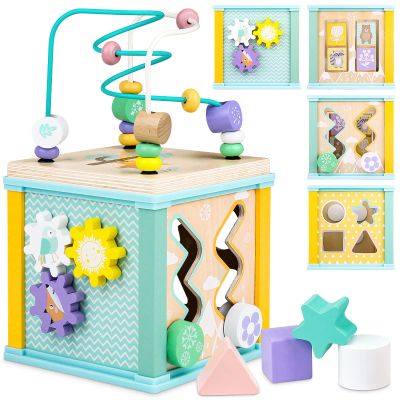 Airlab Wooden Activity Cube Montessori Toys for 1 2 3 Year Old Baby Toys 12 Months Toddlers 1-3 Birthday Gift Boys Girls Sensory Interactive Learning Toys
