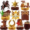 10 Pcs Western Cowboy Honeycomb Centerpieces Wild West Party Decorations Western Centerpieces for Tables 3D Double Sided Stand Cards Rodeo Themed Party Decorations view 1
