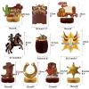 10 Pcs Western Cowboy Honeycomb Centerpieces Wild West Party Decorations Western Centerpieces for Tables 3D Double Sided Stand Cards Rodeo Themed Party Decorations view 2