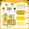 Honoson 54 Pieces Sunflower Baby Shower Party Decorations Sunflower Balloon Boxes with LED Light Strings You Are My Sunshine Birthday Decorations Backdrop for Sun flower Themed Wedding Supply Decor view 2