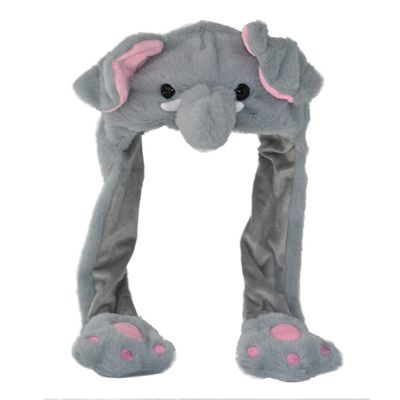 JOYHY Kids Adults Plush Hat Ear Moving Ear Flap Hat with Paw Elephant Style 3