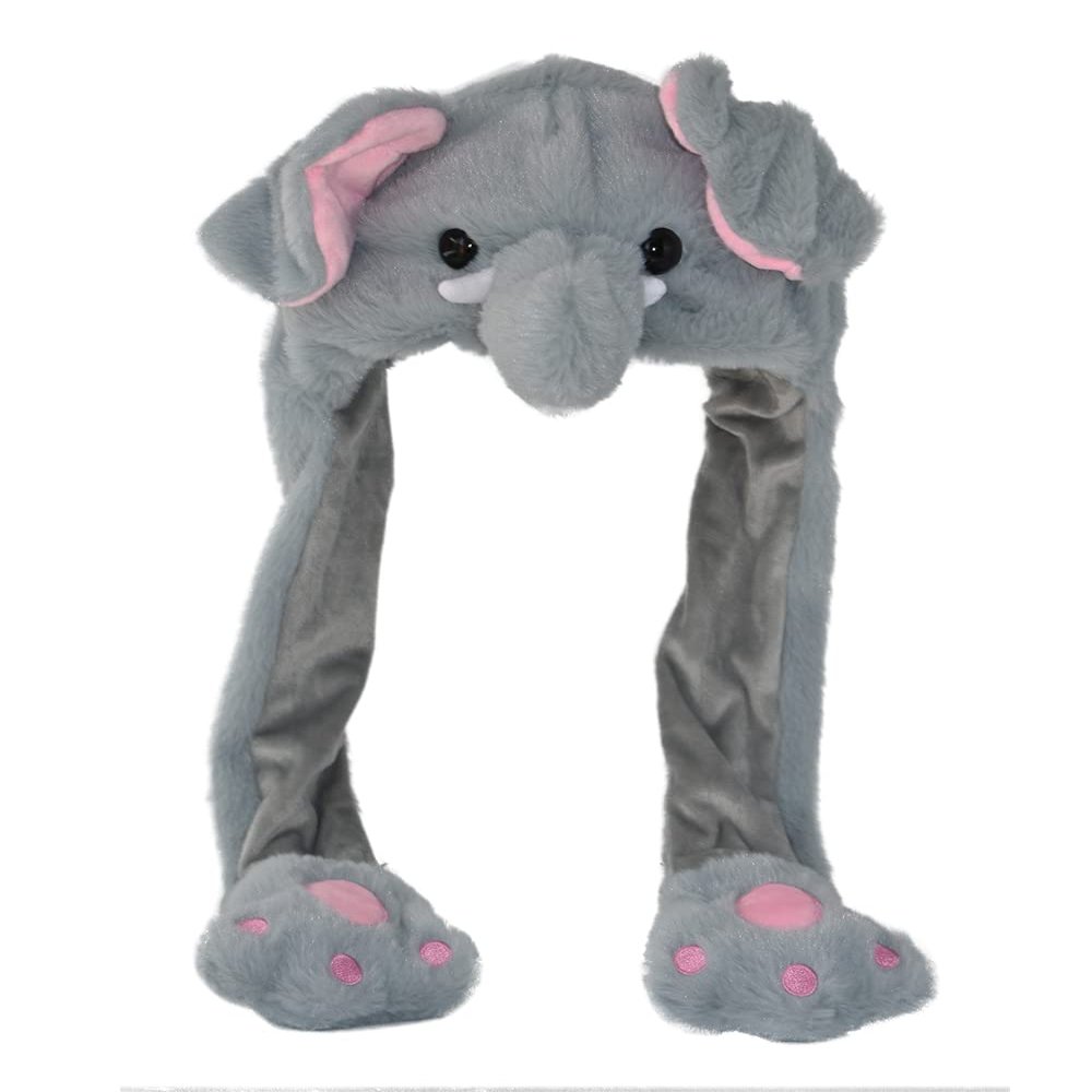 JOYHY Kids Adults Plush Hat Ear Moving Ear Flap Hat with Paw Elephant Style 3