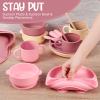 24 Pack Silicone Baby Feeding Set Baby LED Weaning Supplies Includes Suction Divided Plates Soft Bowl Spoons Forks Adjustable Bib Snack Cup and Straws(Pink, Dark Pink, Nude) view 4