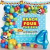 111 PCs Cartoon Toy 4th Party Decorations, Toy Themed Inspired Story Fourth Reach Four The Sky Birthday Decorations Backdrop Balloon Garland Arch Banner Tablecloth Cake Topper Blue view 1