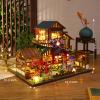 GuDoQi DIY Miniature Dollhouse Kit, 1:24 Scale Tiny House with Music Plant, Model Craft Kit for Adults, Great Handmade Gift for Birthday Christmas Day, Japanese Villa Courtyard view 2