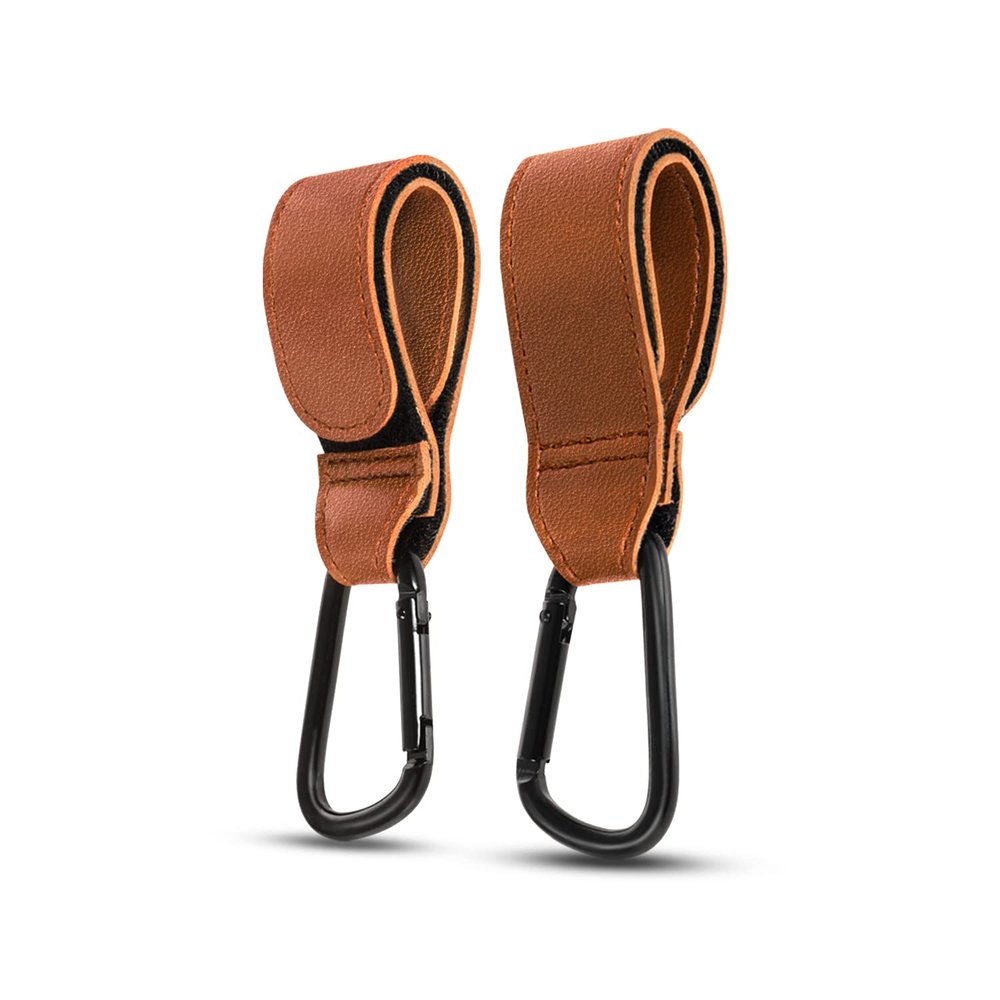 Baby Stroller Hooks Clip or Hanging Diaper Bags, Multipurpose Hooks for Electric Bicycles/Bikes Hanging Bags, Shopping Bags, Totes, Free Hands, Stroller Accessories, Stroller Hooks Clips (Brown-2pcs)