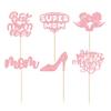 24Pcs Happy Mother's Day Cupcake Toppers Glitter Best Mom Ever Cupcake Picks Super Mom Cake Decorations for Happy Mother's Day Birthday Party Cake Decorations Supplies Pink view 3