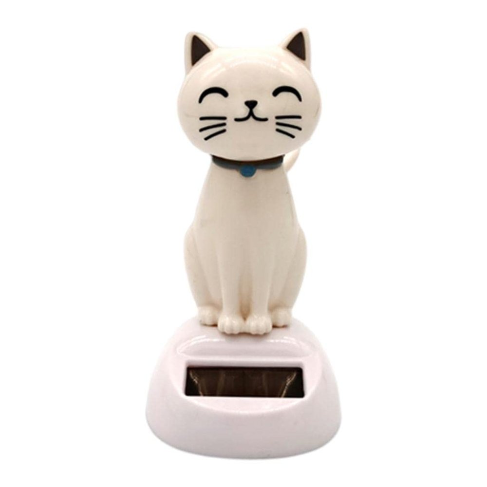 pistro Shaking Head Cat Solar Powered Doll for Desk Table Top Dashboard Decoration