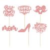 24Pcs Happy Mother's Day Cupcake Toppers Glitter Best Mom Ever Cupcake Picks Super Mom Cake Decorations for Happy Mother's Day Birthday Party Cake Decorations Supplies Rose Gold view 3