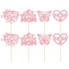 24Pcs Mother's Day Cupcake Toppers Pink Glitter Best Mom Butterfly Cupcake Picks Heart Mom Cake Decorations for Happy Mother's Day Birthday Party Cake Decorations Supplies view 3