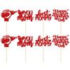 24Pcs Happy Mother's Day Cupcake Toppers Glitter Best Mom Cupcake Picks Love You Mom Cake Decorations for Happy Mother's Day Birthday Party Cake Decorations Supplies Red view 3