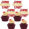 24Pcs Mother's Day Cupcake Topper Happy Mother's Day Cupcake Picks Red Gold Glitter Best Mom Party Cake Decorations Cupcake Toppers Picks for Mother's Birthday Party Supplies view 1