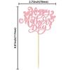 36Pcs Happy Mother's Day Cupcake Topper Happy Mother's Day Cupcake Picks Glitter Heart Best Mom Party Cake Decorations Cupcake Toppers Picks for Mother's Birthday Party Supplies Pink view 2