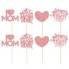 24Pcs Mother's Day Cupcake Toppers Rose Gold Glitter Best Mom Ever Cupcake Picks Heart Love Mom Cake Decorations for Happy Mother's Day Birthday Party Cake Decorations Supplies view 3