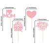 24Pcs Mother's Day Cupcake Toppers Pink Glitter Best Mom Ever Cupcake Picks Heart Love Mom Cake Decorations for Happy Mother's Day Birthday Party Cake Decorations Supplies view 2