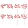 24Pcs Happy Mother's Day Cupcake Toppers Glitter Best Mom Cupcake Picks Love You Mom Cake Decorations for Happy Mother's Day Birthday Party Cake Decorations Supplies Rose Gold view 3