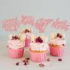 24Pcs Happy Mother's Day Cupcake Toppers Glitter Best Mom Cupcake Picks Love You Mom Cake Decorations for Happy Mother's Day Birthday Party Cake Decorations Supplies Rose Gold view 4