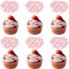 24Pcs Happy Mother's Day Cupcake Topper Happy Mother's Day Cupcake Picks Glitter Flower Best Mom Party Cake Decorations Cupcake Toppers Picks for Mother's Birthday Party Supplies Pink view 1