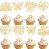 24Pcs Mother's Day Cupcake Toppers Gold Glitter Best Mom Butterfly Cupcake Picks Heart Mom Cake Decorations for Happy Mother's Day Birthday Party Cake Decorations Supplies view 1