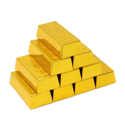 10 pcs Simulated Treasure Fake Gold Bar Replica Brick Bullion Glittering Movie Prop for Stage Decoration Halloween Pirate Costume Party Supplies Novelty Gifts (2.4 in)