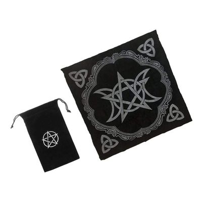 pistro 1 Set Altar Tarot Table Cloth Pentagram 49cm +Tarot Card Bag with Drawstring