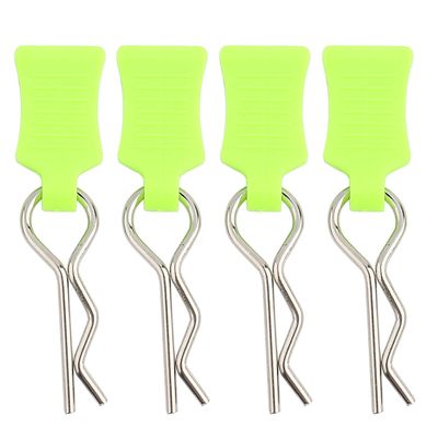 JTLB RC Body Clips Bent Springy R Pins, 1/8 1/10 1/12 RC Body Clips R Pins + Fixing Bracket Set RC Model Bent Body Clip Accessory Model Car Accessories( Green)