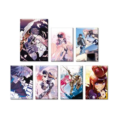 Hatsuno Okoku Trading Cover Illustration Square Tin Badge, Pack of 7, Box