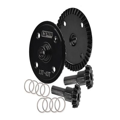 Harden Steel #45 Front and Rear Diff Bevel Gear 43T & Pinion Gear 13T for Arrma 1:7 Infraction 6S / Limitless/Infraction 6S V2 / 1:8 Typhon 6S / 1:10 SENTON 6S
