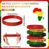 Jexine 96 Pieces Juneteenth Party Supplies Favors Include 48 Happy Juneteenth Silicone Bracelets and 48 Freedom Day Button Pins for African American 1865 Independence Day Parade Party Gifts Supplies view 2