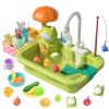 CUTE STONE Play Sink with Running Water, Kitchen Sink Toys with Upgraded Electric Faucet, Play Kitchen Toy Accessories, Pool Floating Fishing Toys for Water Play, Kids Role Play Dishwasher Toy view 1